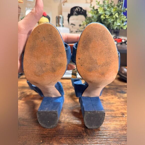 Zara Blue Suede Chunky Heels size 36eu (6us) - Picture 8 of 13